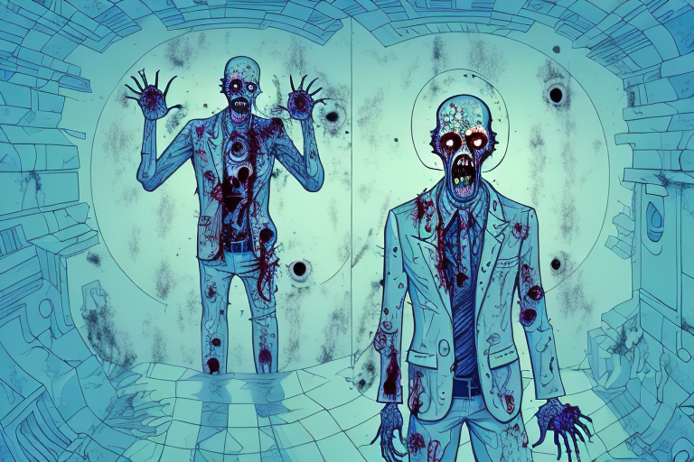 A zombie in a dream-like setting