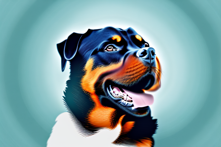 A rottweiler in a dream-like setting