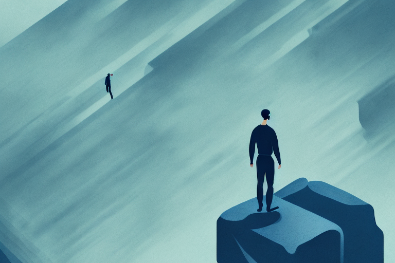 A person standing on the edge of a cliff