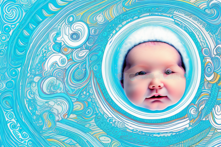 A baby's face surrounded by a swirling dreamscape
