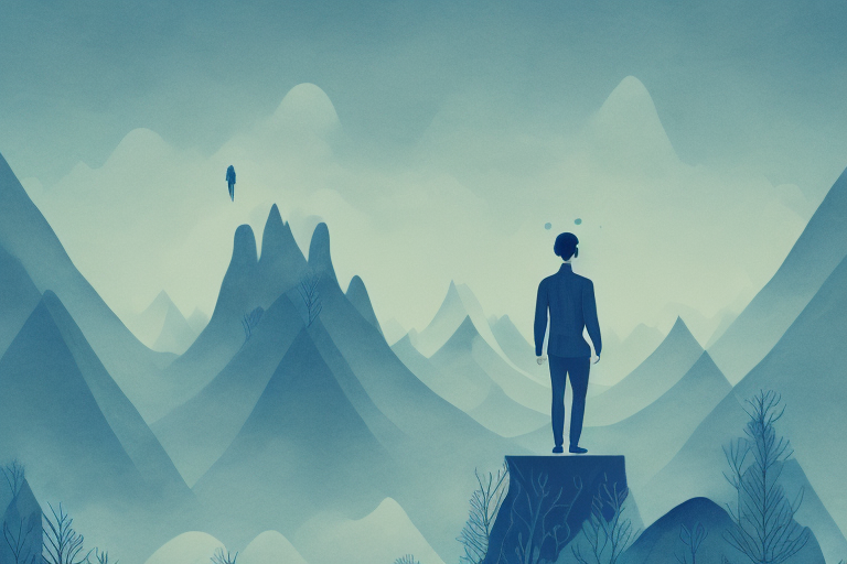 A person in a dreamlike landscape