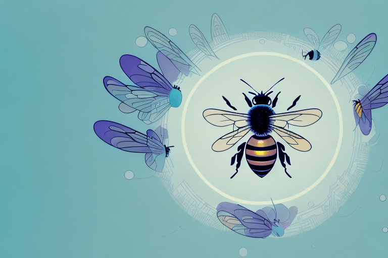 A bee flying around a person's head