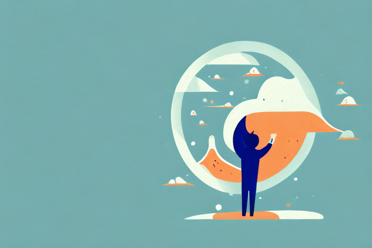 A person dreaming of a windy landscape with a blowing nose in the center
