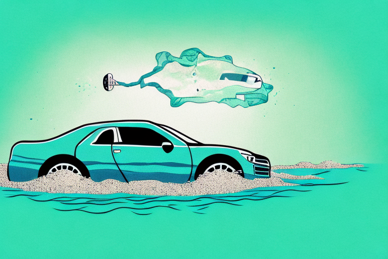 A car sinking into a body of water