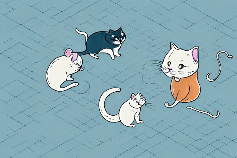 A cat and mouse chasing each other in a dream-like environment
