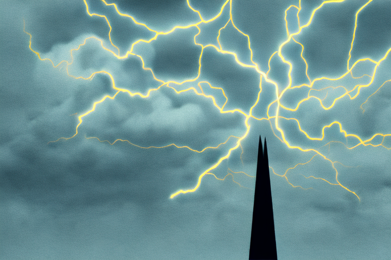 A stormy sky with a lightning bolt striking a tree