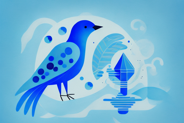 A blue avian in a dream-like setting