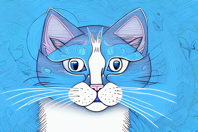 A blue cat in a dream-like setting
