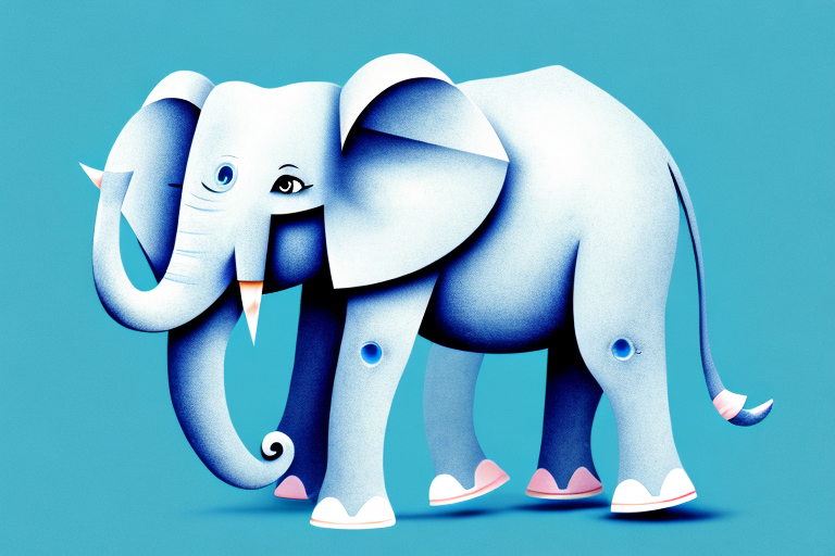 A blue elephant in a dreamlike setting