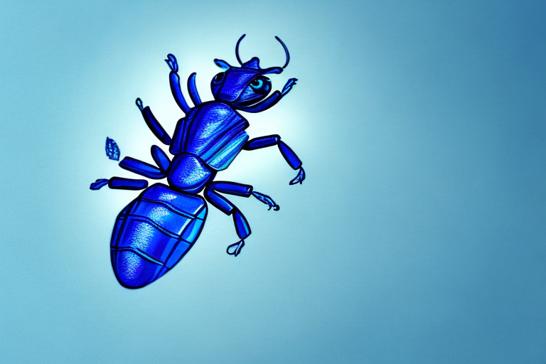 A blue scorpion in a dream-like setting