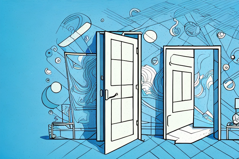 A dreamscape with a broken door