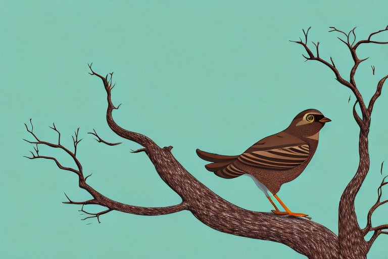 A brown bird perched atop a tree branch