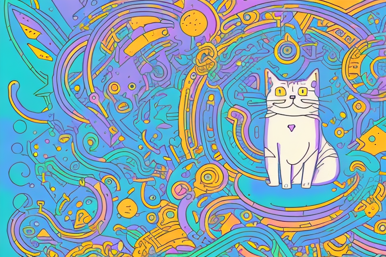 A cat in a dream-like environment