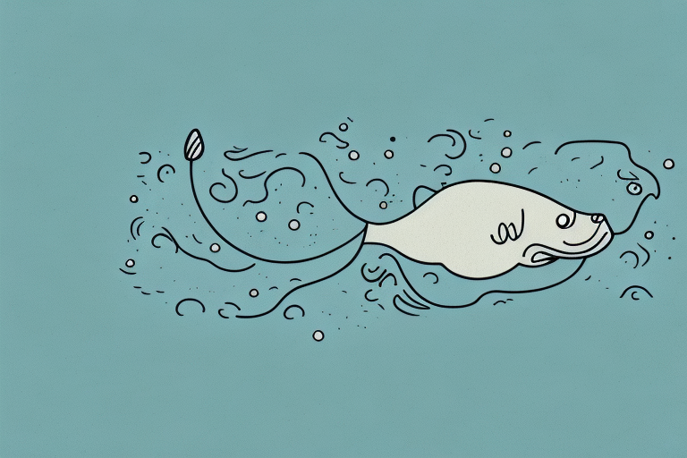 A catfish swimming in a dream-like landscape
