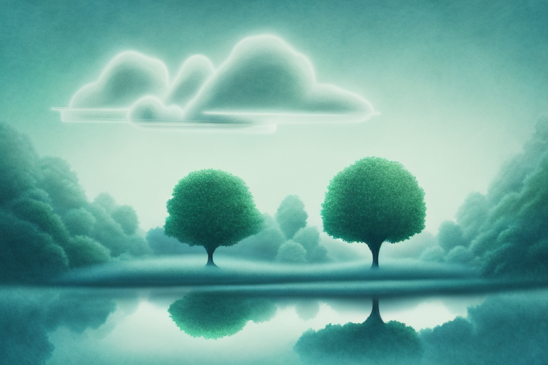 A dreamscape with a tree and a river