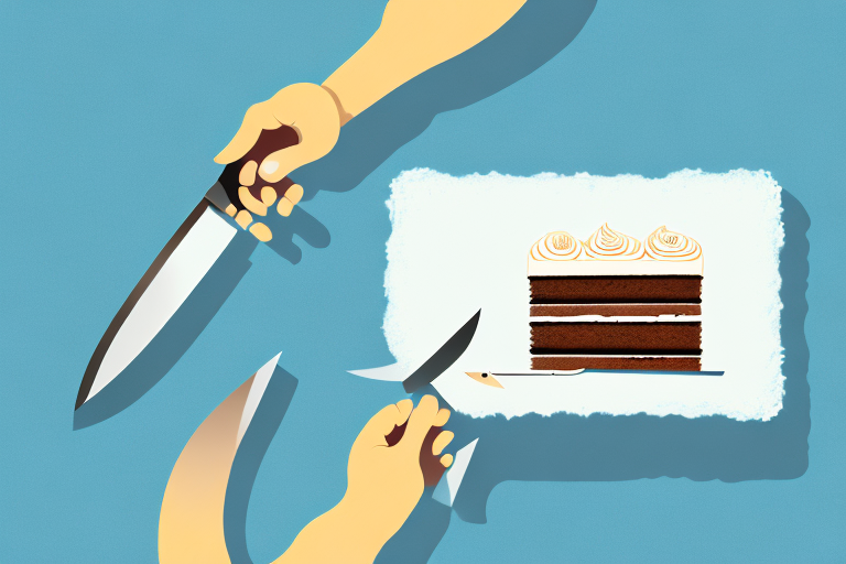 A cake being cut with a knife