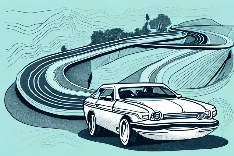 A car speeding down a winding road