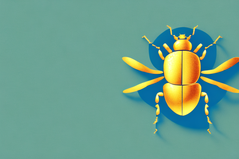 A golden beetle in a dream-like setting