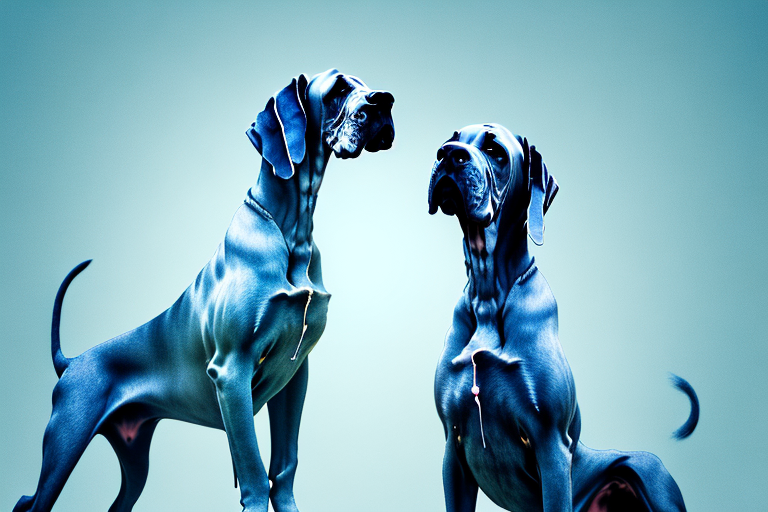 A majestic great dane standing in a dreamlike landscape