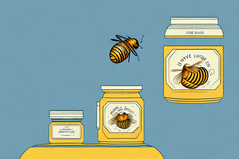 A dreamscape featuring a beehive and a jar of honey