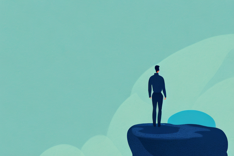 A person standing at the edge of a cliff