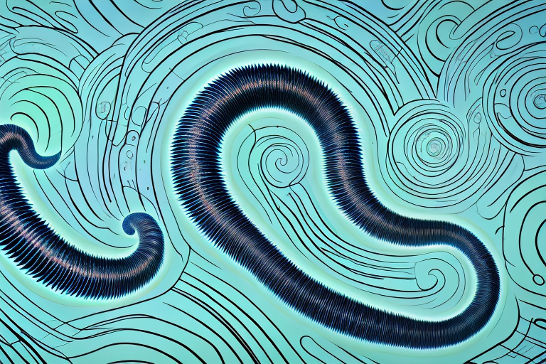 A giant millipede in a dream-like environment