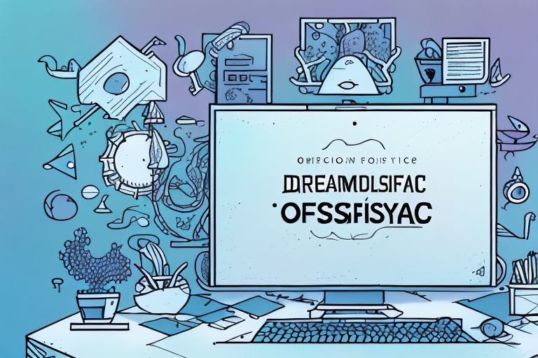 A dreamlike office space with surreal elements