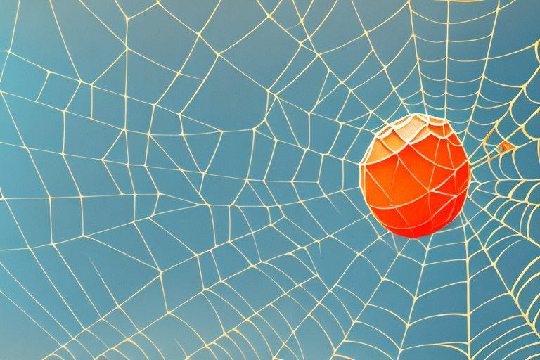 A bright orange spider perched on a dreamy