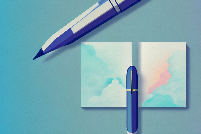 A pen floating in a dream-like landscape