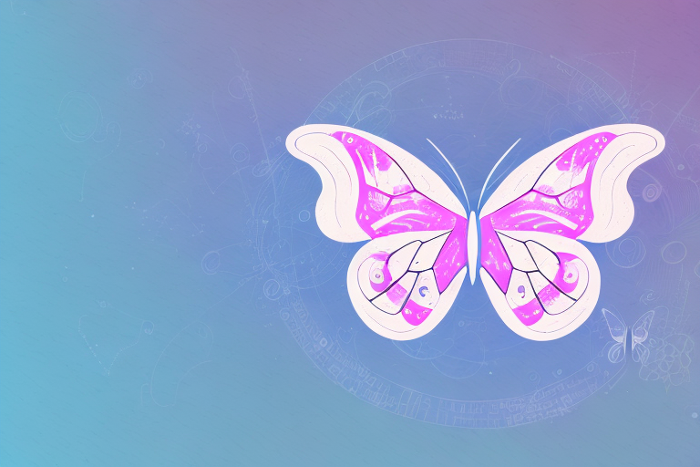 A pink butterfly in a dream-like setting