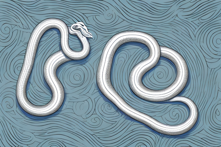 A silver snake coiled around a tree branch