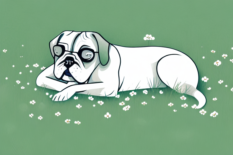 A dog sleeping peacefully in a meadow