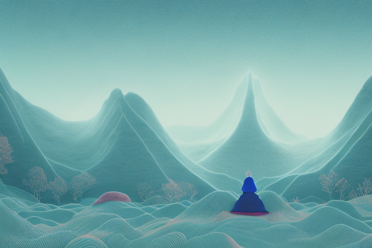 A dream-like landscape with a sweater in the foreground