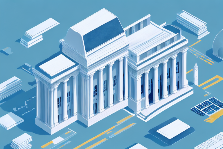 A bank building with a dreamy