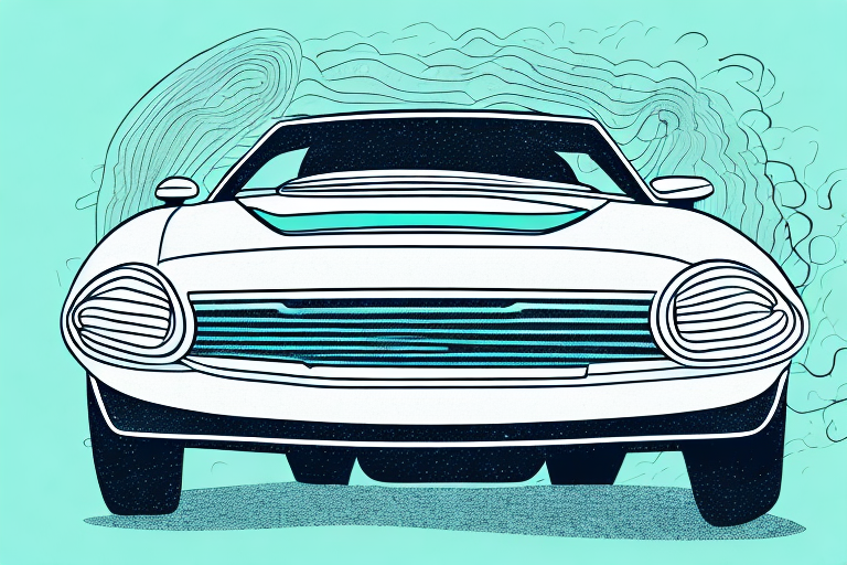 A car driving in reverse on a winding road