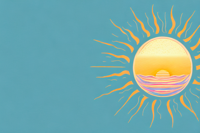 A dreamscape with a sun setting in the background