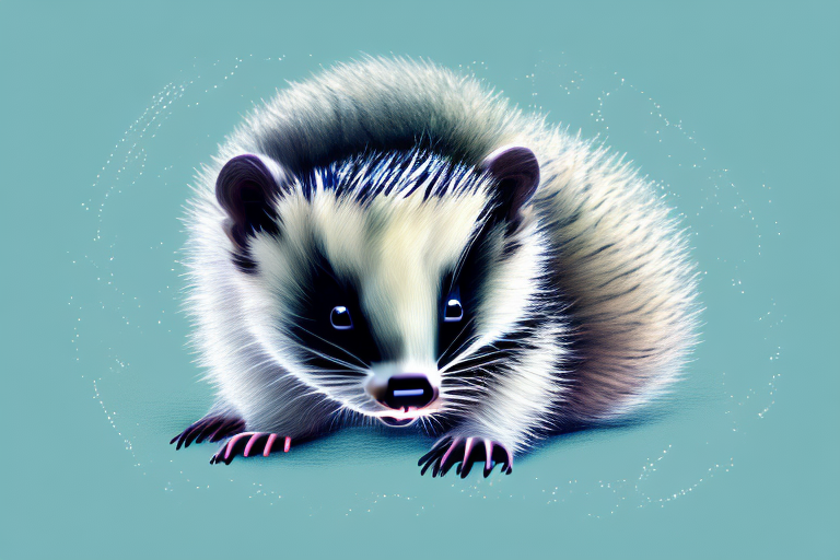 A baby skunk in a dream-like environment
