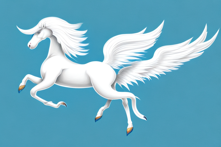 A majestic white pegasus soaring through the sky