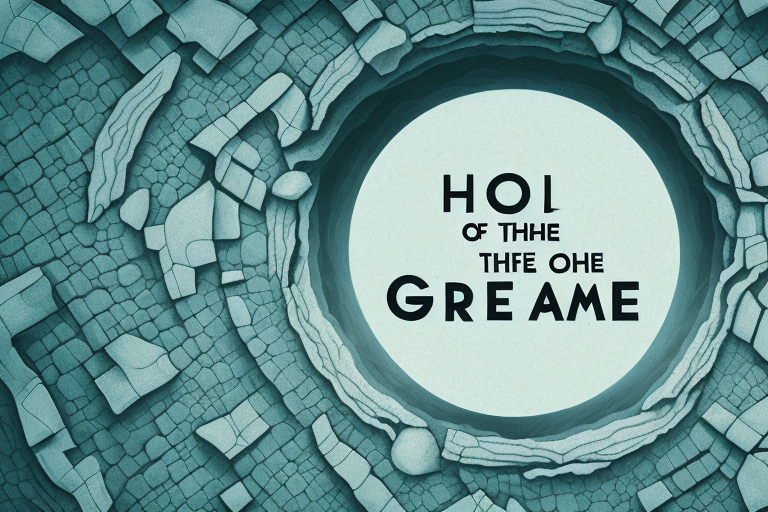 A hole in the ground surrounded by a dream-like landscape