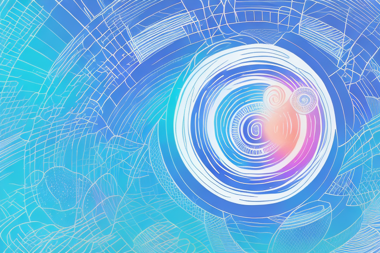 A dreamscape with a figure dancing in the center