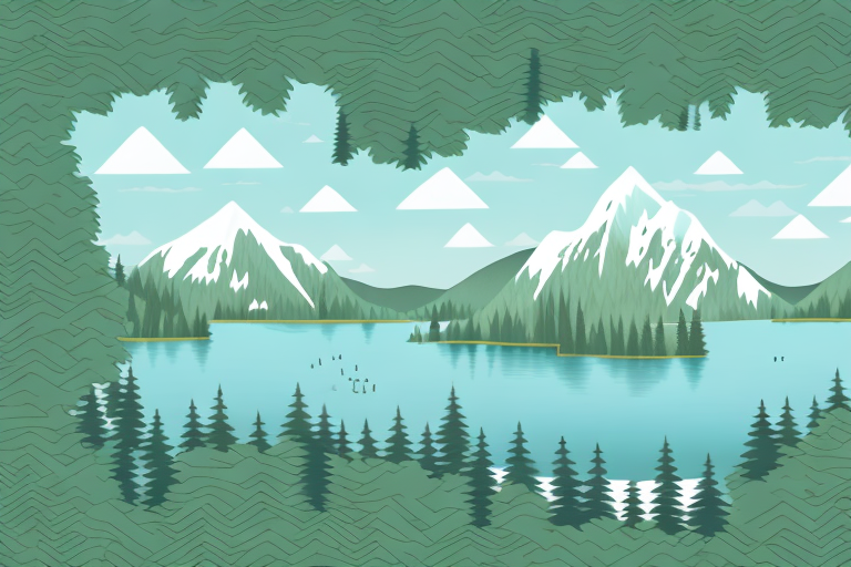 A lake surrounded by trees and wildlife