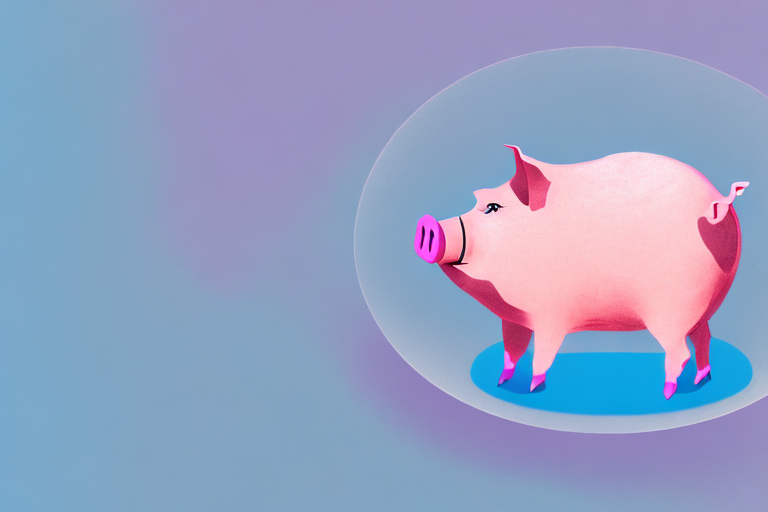 A pink pig in a dream-like setting