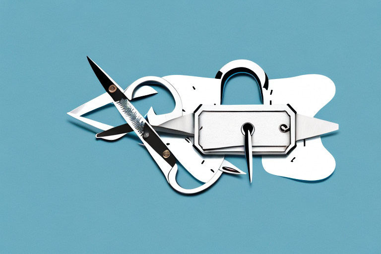 A pair of scissors cutting through a lock of hair