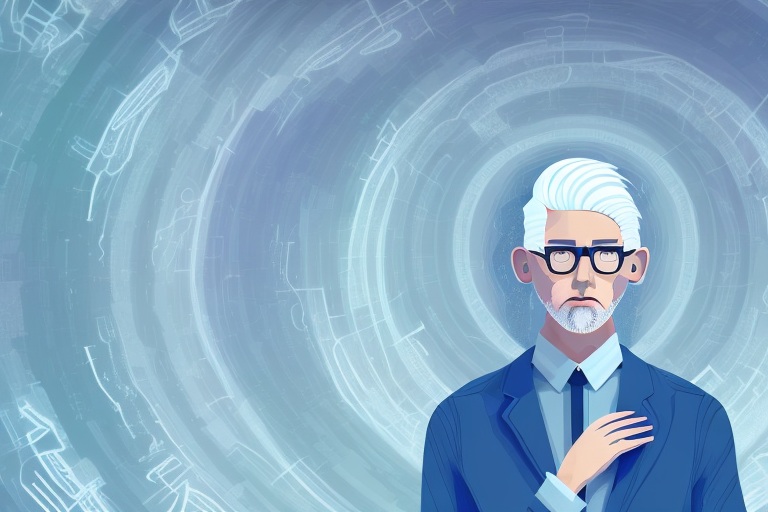 A white-haired figure in a dreamlike setting