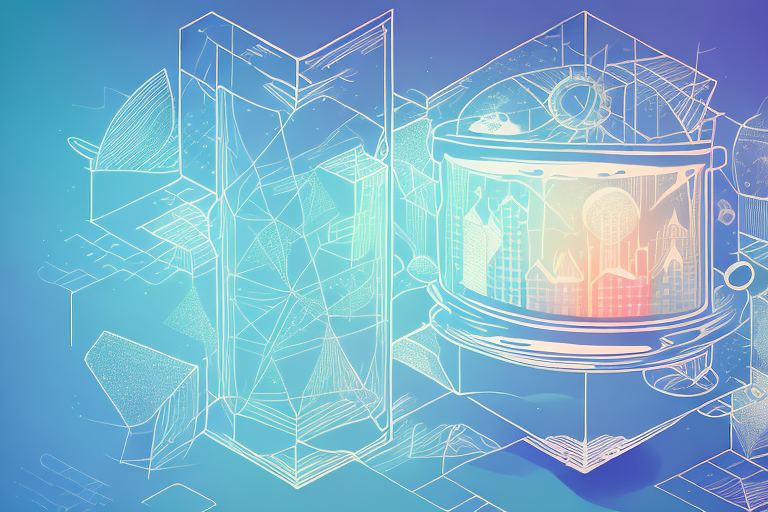 A dreamscape featuring a glass object