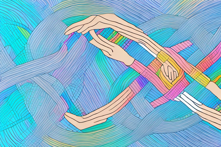 Two intertwined hands of different colors