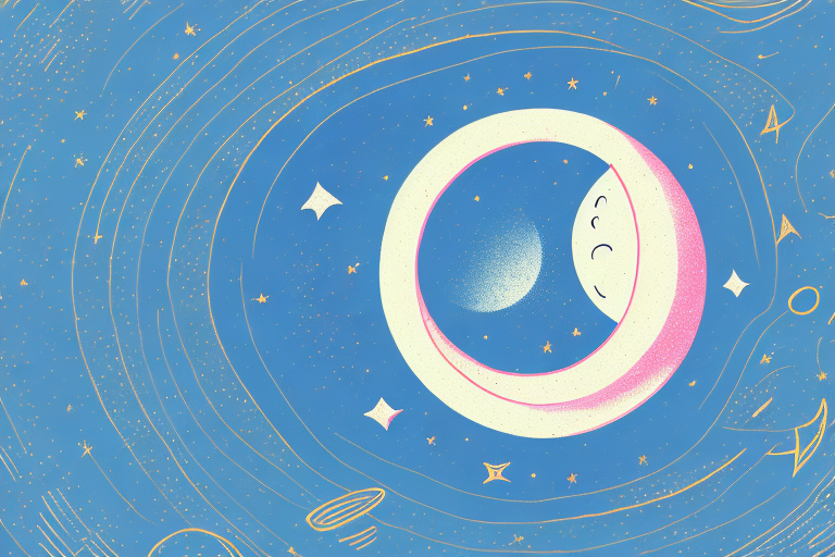 A dreamscape with a crescent moon and stars