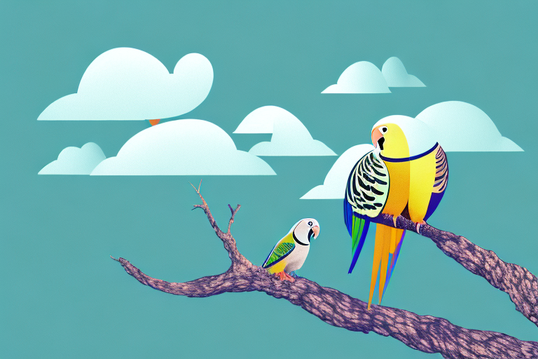 A parakeet perched atop a tree branch