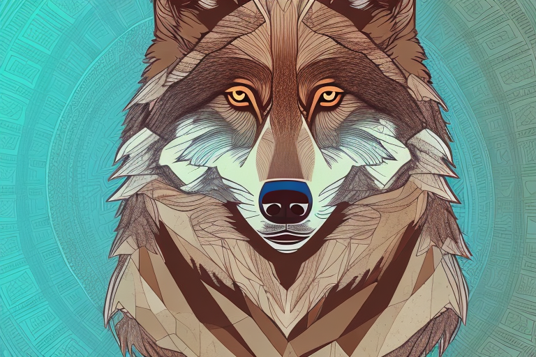 A brown wolf in a dream-like setting