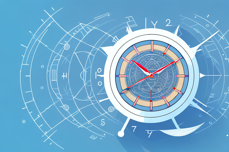 A clock with a time-traveling spaceship flying around it